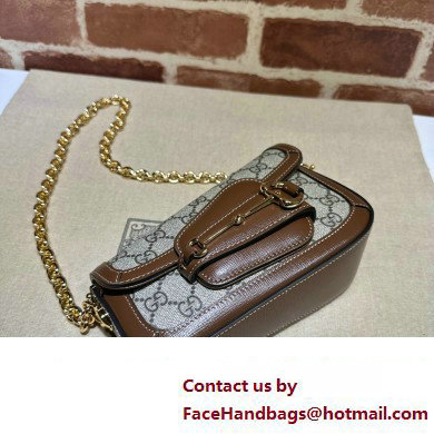 Gucci Horsebit 1955 Mini shoulder bag 774209 Beige and ebony GG Supreme canvas with Brown Demetra trim