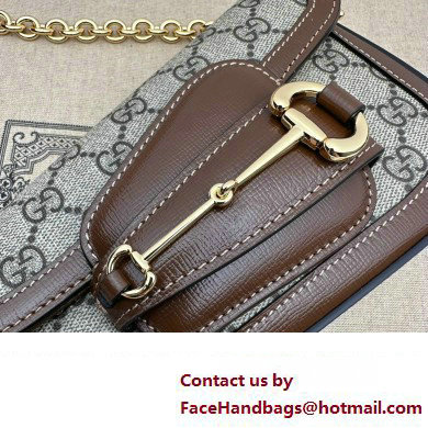 Gucci Horsebit 1955 Mini shoulder bag 774209 Beige and ebony GG Supreme canvas with Brown Demetra trim