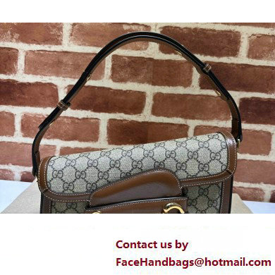 Gucci Horsebit 1955 small shoulder bag 764155 Beige and ebony GG Supreme canvas with Brown Demetra trim - Click Image to Close