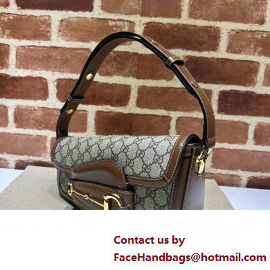 Gucci Horsebit 1955 small shoulder bag 764155 Beige and ebony GG Supreme canvas with Brown Demetra trim