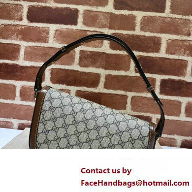 Gucci Horsebit 1955 small shoulder bag 764155 Beige and ebony GG Supreme canvas with Brown Demetra trim