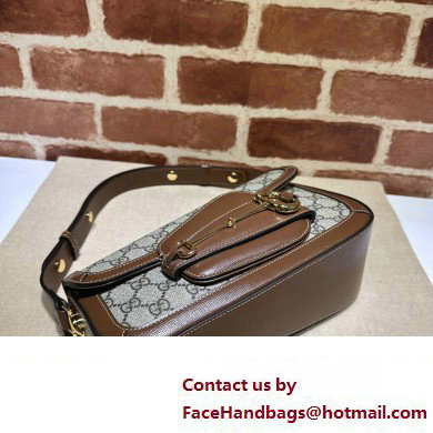 Gucci Horsebit 1955 small shoulder bag 764155 Beige and ebony GG Supreme canvas with Brown Demetra trim