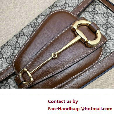 Gucci Horsebit 1955 small shoulder bag 764155 Beige and ebony GG Supreme canvas with Brown Demetra trim