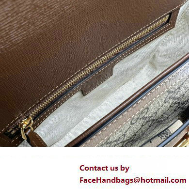 Gucci Horsebit 1955 small shoulder bag 764155 Beige and ebony GG Supreme canvas with Brown Demetra trim