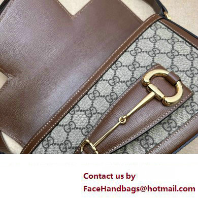 Gucci Horsebit 1955 small shoulder bag 764155 Beige and ebony GG Supreme canvas with Brown Demetra trim