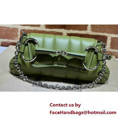 Gucci Horsebit Chain small shoulder bag 764339 quilted leather Green - Click Image to Close