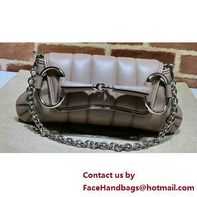 Gucci Horsebit Chain small shoulder bag 764339 quilted leather Nude