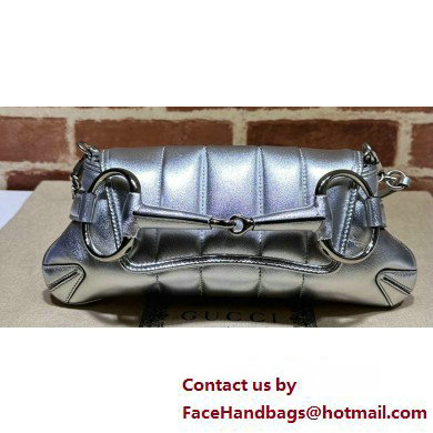 Gucci Horsebit Chain small shoulder bag 764339 quilted leather Silver - Click Image to Close