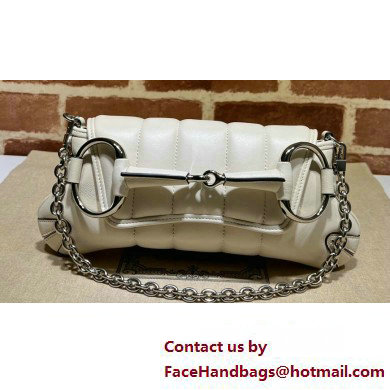 Gucci Horsebit Chain small shoulder bag 764339 quilted leather White - Click Image to Close