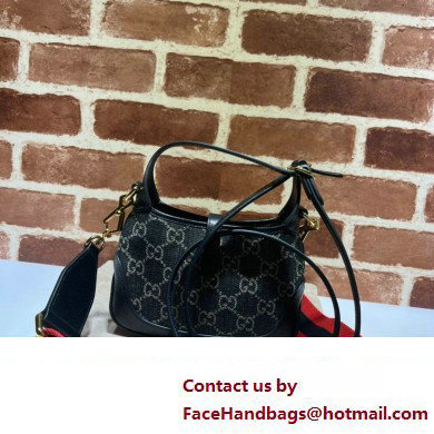 Gucci Jackie 1961 Mini Shoulder Bag 685127 Denim Black - Click Image to Close