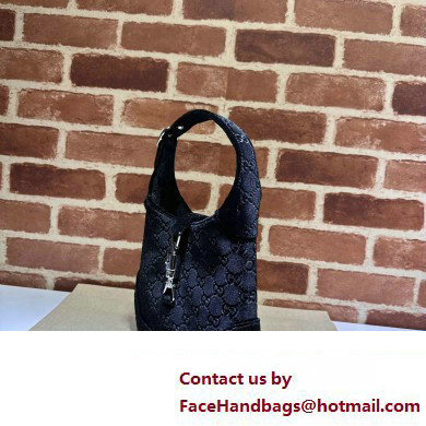 Gucci Jackie 1961 small shoulder bag 764303 GG Velvet Black - Click Image to Close