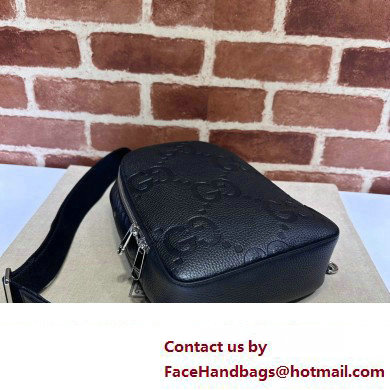 Gucci Jumbo GG Leather crossbody bag 766937 Black