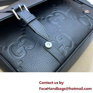 Gucci Jumbo GG Leather medium messenger bag 760234 Black