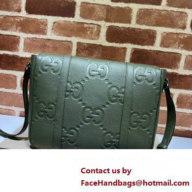 Gucci Jumbo GG Leather medium messenger bag 760234 Green