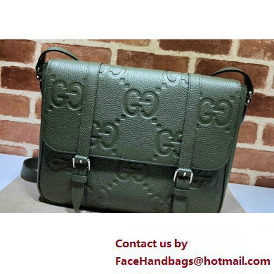 Gucci Jumbo GG Leather medium messenger bag 760234 Green