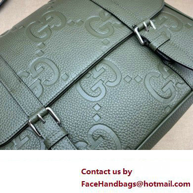 Gucci Jumbo GG Leather medium messenger bag 760234 Green