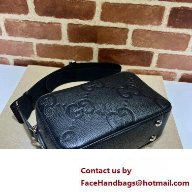 Gucci Jumbo GG Leather medium messenger bag 766946 Black