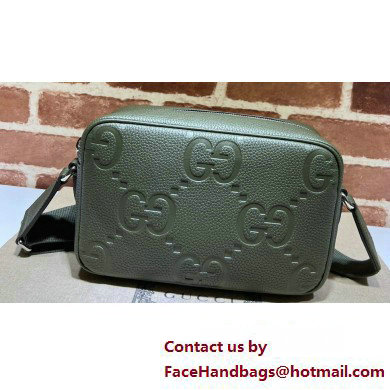 Gucci Jumbo GG Leather medium messenger bag 766946 Green