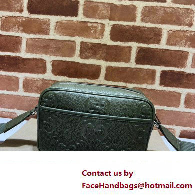 Gucci Jumbo GG Leather medium messenger bag 766946 Green