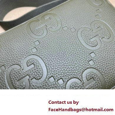 Gucci Jumbo GG Leather medium messenger bag 766946 Green