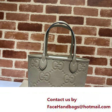 Gucci Jumbo GG small tote bag 726762 leather Gray 2023