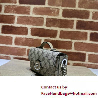 Gucci Petite GG Super mini bag 760194 Beige and ebony GG Supreme canvas