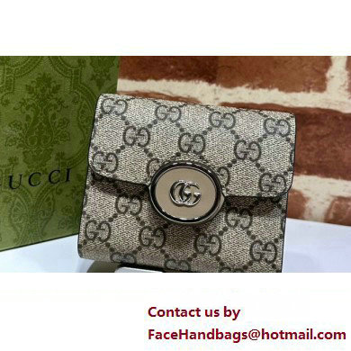 Gucci Petite GG medium wallet 760197 Beige and ebony GG Supreme canvas - Click Image to Close