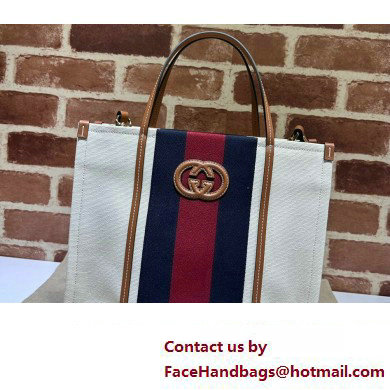 Gucci Small Interlocking G tote bag 727728 White cotton canvas 2024 - Click Image to Close