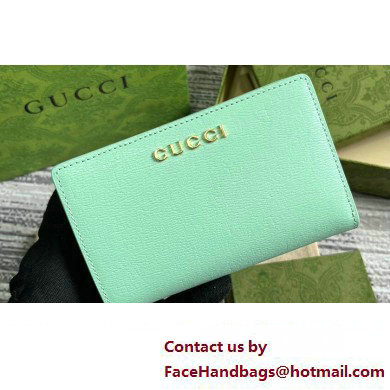 Gucci Zip around wallet with Gucci script 772640 leather Pale Green 2024 - Click Image to Close