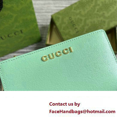 Gucci Zip around wallet with Gucci script 772640 leather Pale Green 2024