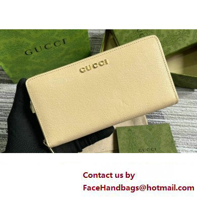 Gucci Zip around wallet with Gucci script 772642 leather Light Beige 2024 - Click Image to Close