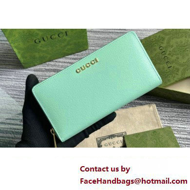 Gucci Zip around wallet with Gucci script 772642 leather Pale Green 2024 - Click Image to Close