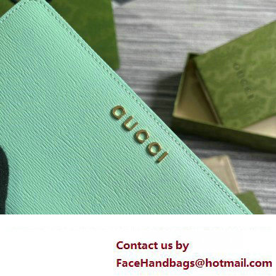 Gucci Zip around wallet with Gucci script 772642 leather Pale Green 2024