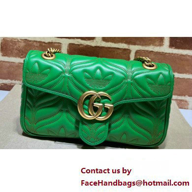 Gucci x Adidas GG Marmont Small shoulder bag 443497 Leather Green - Click Image to Close