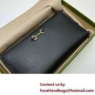 Gucci zip-around wallet with Horsebit 700484 in Black leather