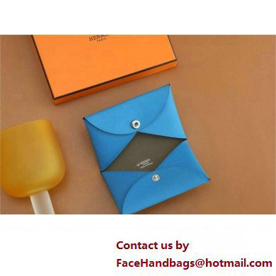 Hermes Calvi Duo Compact card holder in epsom leather mykonos handmade(original quality)