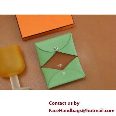 Hermes Calvi Duo Compact card holder in epsom leather vert criquet handmade(original quality)