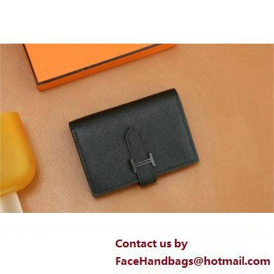 Hermes bearn mini wallet in epsom leather noir with black hardware handmade(original quality)