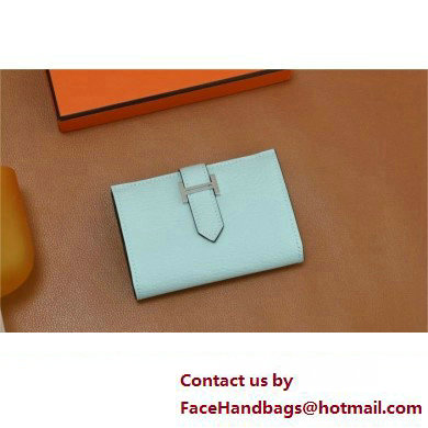 Hermes bearn mini wallet in mysore leather bleu zephyr with silver hardware handmade(original quality) - Click Image to Close