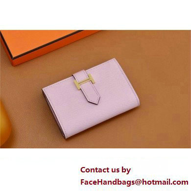 Hermes bearn mini wallet in mysore leather mauve sylvestre with gold hardware handmade(original quality) - Click Image to Close