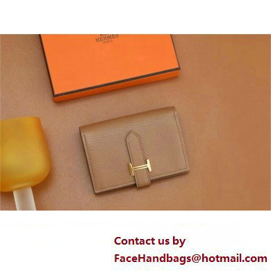 Hermes bearn mini wallet in mysore leather quebracho with gold hardware handmade(original quality)