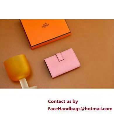 Hermes bearn mini wallet in mysore leather rose confetti with silver hardware handmade(original quality)