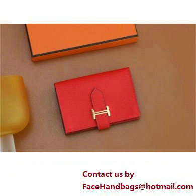 Hermes bearn mini wallet in mysore leather rouge de cceur with gold hardware handmade(original quality) - Click Image to Close