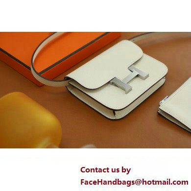 Hermes evercolor leather Constance Slim Wallet with belt handmade nata/silver (original quality)