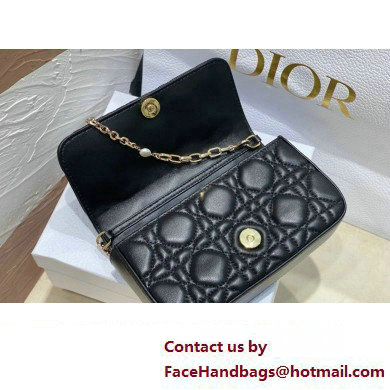 Lady Dior Phone Pouch Bag in Cannage Lambskin Black with Removable jewel chain 2024