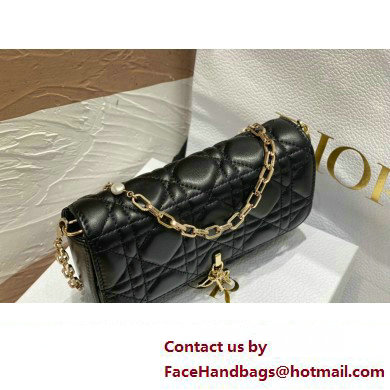 Lady Dior Phone Pouch Bag in Cannage Lambskin Black with Removable jewel chain 2024