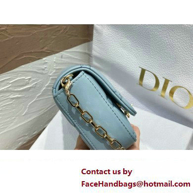 Lady Dior Phone Pouch Bag in Cannage Lambskin Cloud Blue with Removable jewel chain 2024