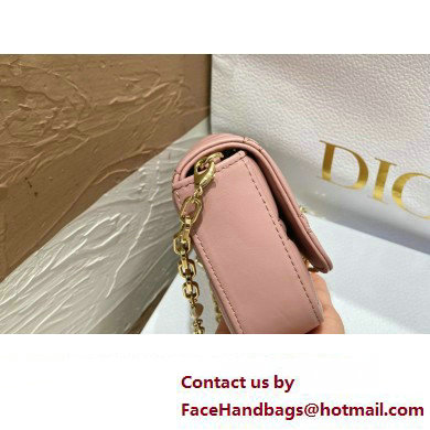 Lady Dior Phone Pouch Bag in Cannage Lambskin Pink with Removable jewel chain 2024