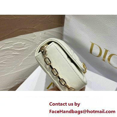 Lady Dior Phone Pouch Bag in Cannage Lambskin White with Removable jewel chain 2024