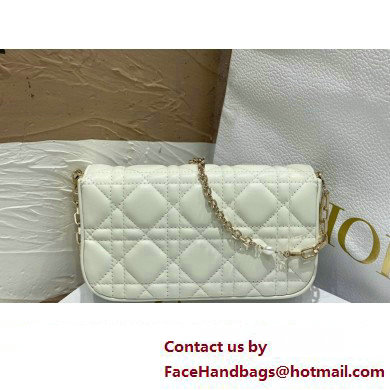 Lady Dior Phone Pouch Bag in Cannage Lambskin White with Removable jewel chain 2024